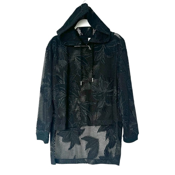 Free People Spring Fling Mesh High Low Hoodie In Black Size M - Picture 1 of 13